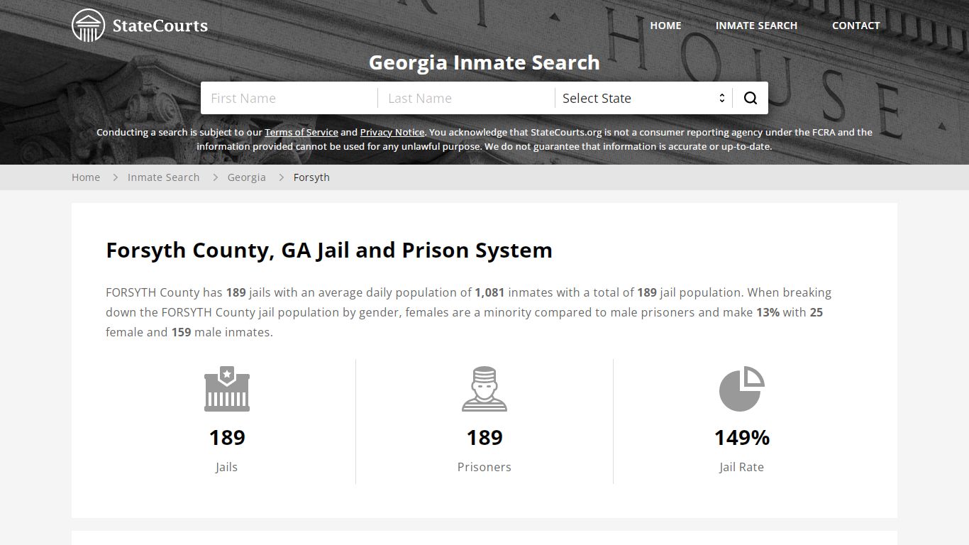 Forsyth County, GA Inmate Search - StateCourts