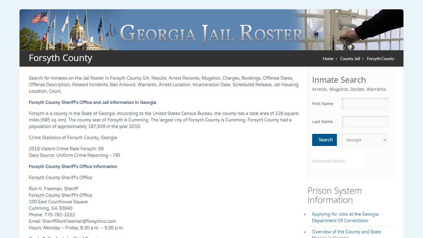 Forsyth County | Georgia Jail Inmate Search